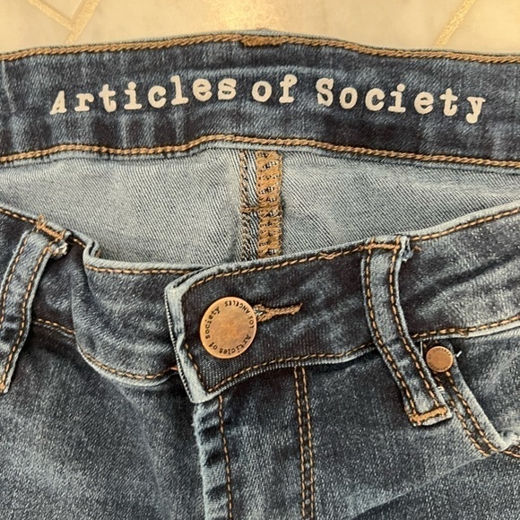 ARTICLES OF SOCIETY mid rise raw edge hem skinny cropped jeans size 26 - Picture 2 of 10